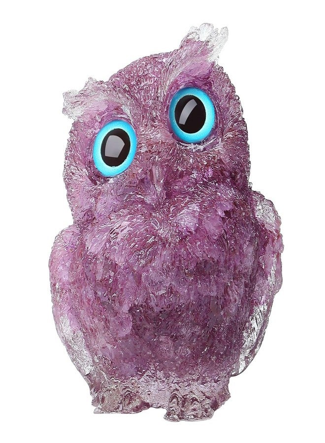 LAIDANLA Amethyst 2.4" Owl Statue Natural Healing Crystal Cute Owl Animal Purple Figurine Pocket Sculpture Reiki Spiritual Energy Gemstone Home Office Room Desk Decor Gifts for Women Men - Image 1